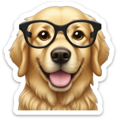 Golden retriever with glasses sticker
