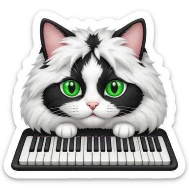 black and white cat laying on keyboard sticker