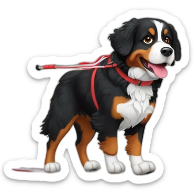 bernese mountain dog cross-country skiing sticker