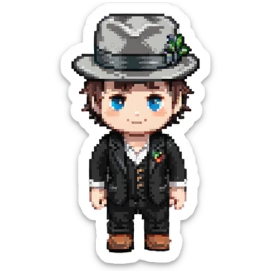 white boy minikin in a black fedora sticker