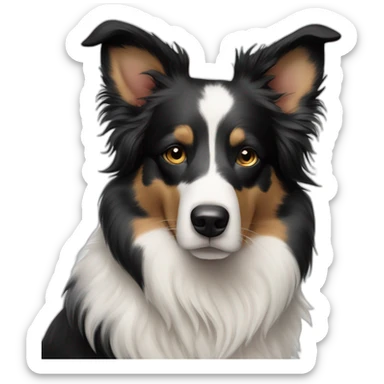 Half merle face half Tri color face border collie sticker