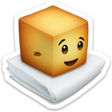 sugar cube on a tissue sticker