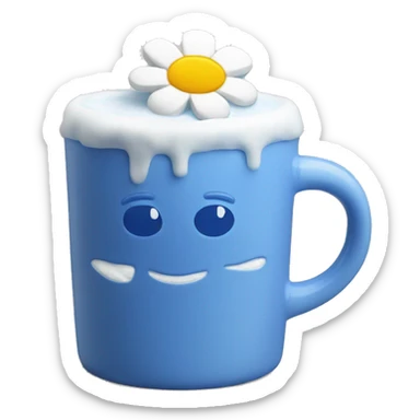 Blue flower mug with frothy foam  sticker