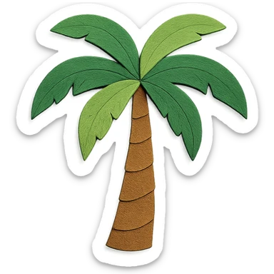 palm tree with layered paper effect on a white background, paper-craft style sticker