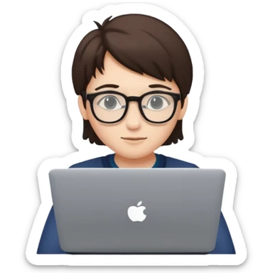 un estudiante con lentes y su laptop sticker