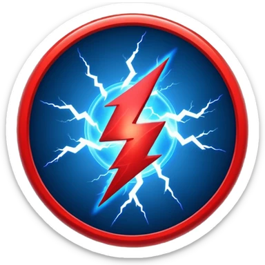 Red and blue lightening in a circle shape with effects sticker