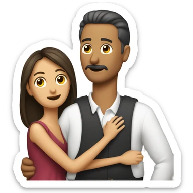 Hombre rogando a una mujer y la mujer se enfada sticker