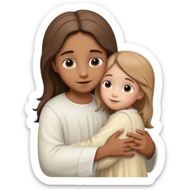Little Girl hugging Jesus  sticker