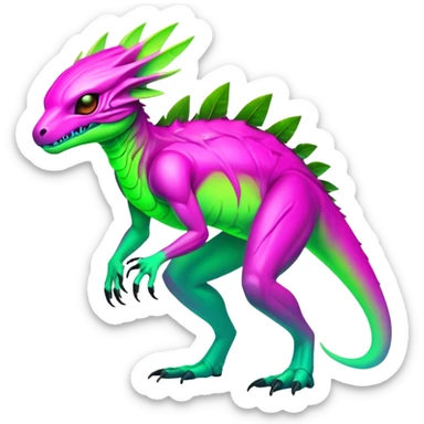 Tropical futuristic lush cool edgy neon Fionbri-Vernid-ET-creature (full body) sticker