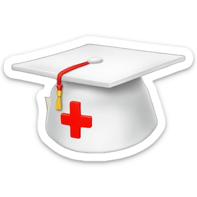 White Student cap with red medical cross On a stack of books sticker