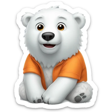 Polar bear with orange shirt  sticker