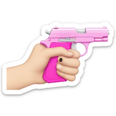 White Girl hand holding pink gun sticker