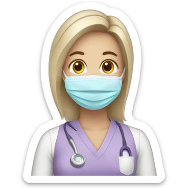 Woman Dentist with purple facemask sticker