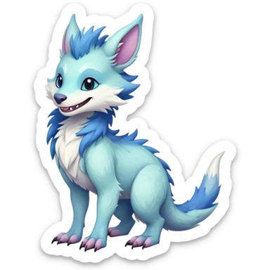 Feral Rare Fantasy cute pastel Vernid-Sergal-animal-creature-hybrid by LiLaiRa, markings, tufted ears, full body sticker