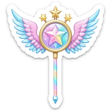 Kawaii decora cutecore starlight staff with wings sticker