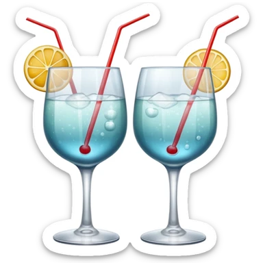 two cocktail cheers each other, without fruit, without tube sticker