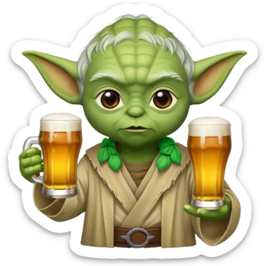 Yoda avec une bierre sticker