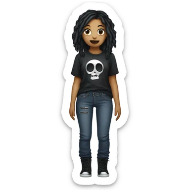 goth girl with baggy jeans and a band shirt sticker