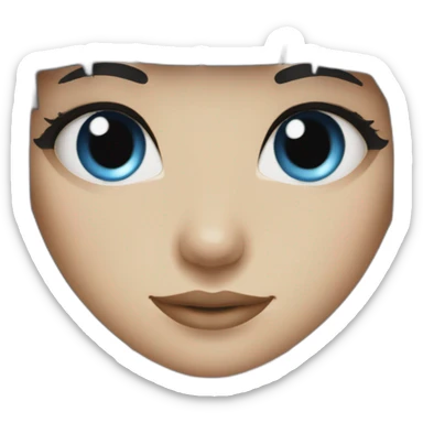 girl blue eyes with long black hair fringe sticker
