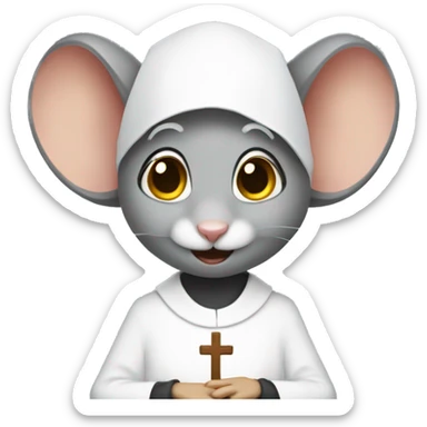 a mouse that is a nun sticker