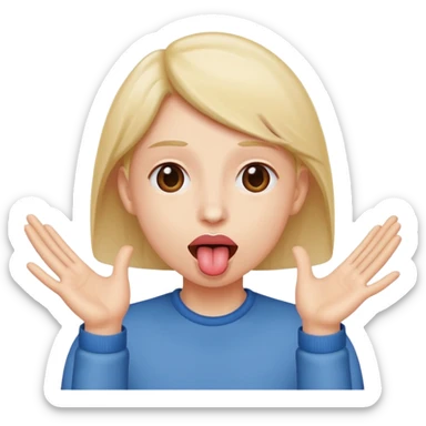 tongue sticking out with hands moving to the side sticker