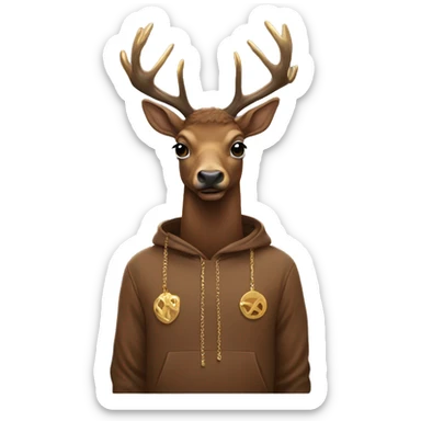 Elk wearing hoodie with gold chain sticker