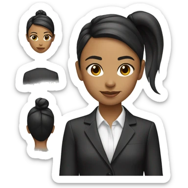 girl light tone skin wearing suit black slim ponytail sticker