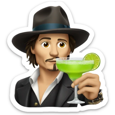 Johnny Depp drinking a margarita  sticker