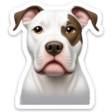 White pit bull with half brown left side of face  sticker