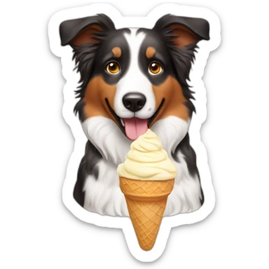 Australian sheperd eating ice cream sticker