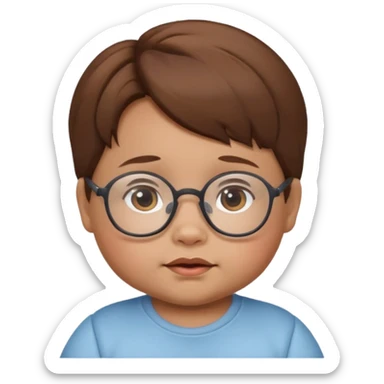 Fat baby with glasses and brown hair sticker
