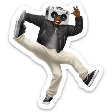 Guy breakdancing with a boombox sticker