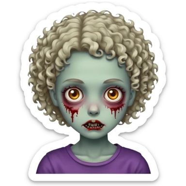 A zombie girl with very short curly hair sticker