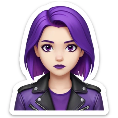 Mal from Descendants, purple hair, leather jacket, edgy style sticker