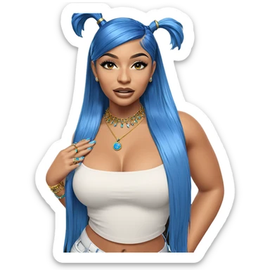 girl with blue hair jewelry sticker