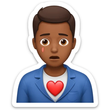 heart thumping out of chest brown skin person sticker