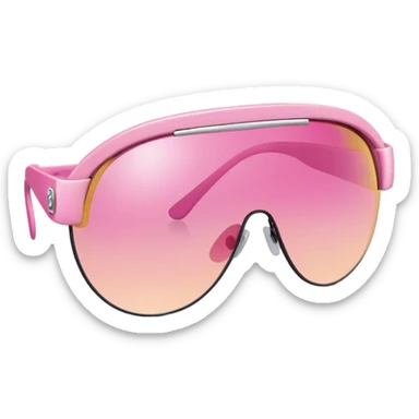 pink visor sunglasses with small decorative elements, fashion forward Y2K style sticker