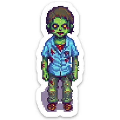boy zombie pixel art style sticker