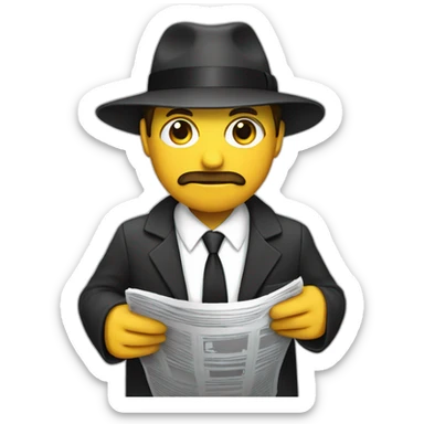 spy holding a newspaper sticker