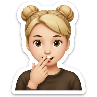Una persona con moño , mordiéndose el dedo  sticker