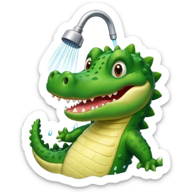 Cute crocodile is showing under the shower like game Where's my water sticker