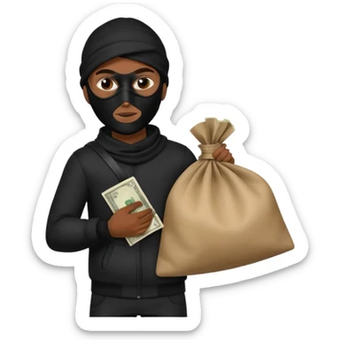 Ladro con la sacca dei soldi sulla spalla sticker