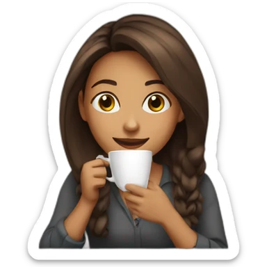 girl drinking coffee sticker