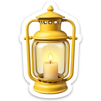 Candle in pastel yellow lantern holder  sticker