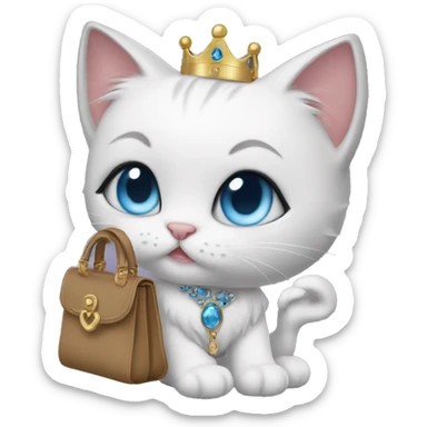 Princess cat with blue eyes and hand bag that’s bratty  sticker