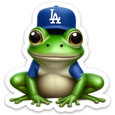 Frog wearing a LA dodgers hat sticker