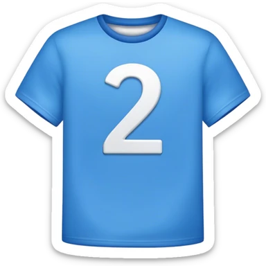 A blue T-shirt with 20 written on it sticker