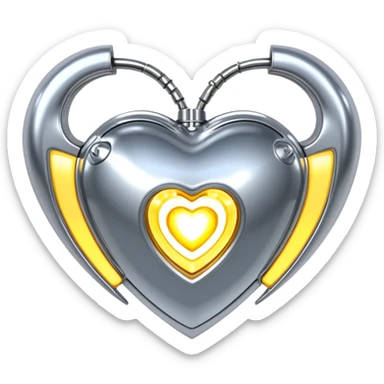 sorayama heart glossy metal parts panels glow lights inside sfw sticker