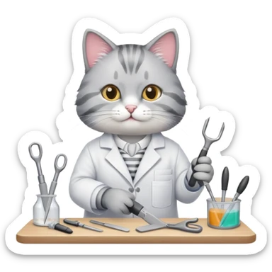 Cat as a nail technician sticker