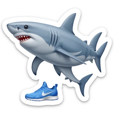 a shark with legs wearing blue nike shoes sticker